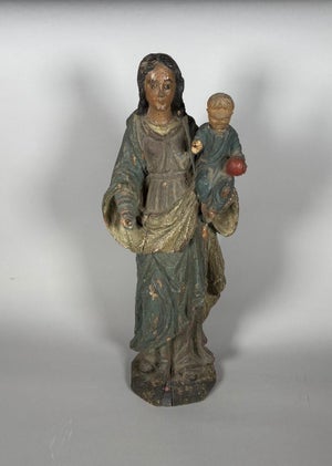 The Virgin and Child, polychrome carved wood, 18th century
