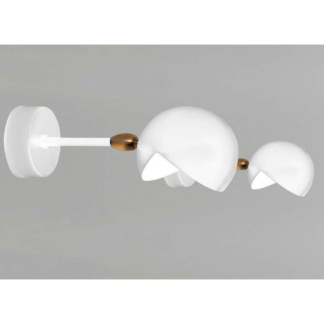 Mid-Century Modern White Eye Sconce Wall Lamps from Serge Mouille, Set of 2 For Sale - Image 6 of 7