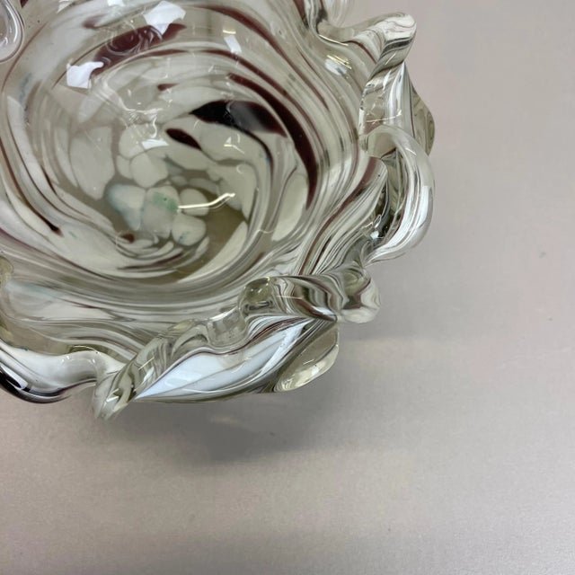 Large Italian Murano Glass Floral Bowl Ashtray, 1970s For Sale - Image 13 of 18