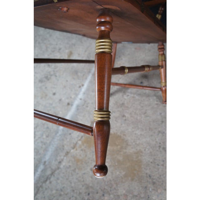 Wood Mid 20th Century Tell City Hitchcock Style Maple Rumford & Gold Stenciled Spindle Back Bench For Sale - Image 7 of 15