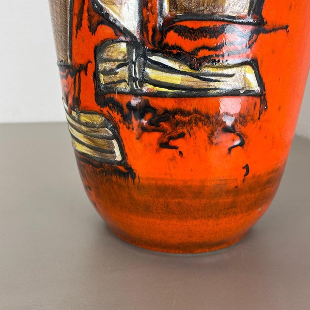 Large Fat Lava Multi-Color Sailing Boats Floor Vase attributed to Scheurich, 1970s For Sale - Image 17 of 18