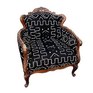 African Handwoven Mud Cloth Vintage Chair For Sale