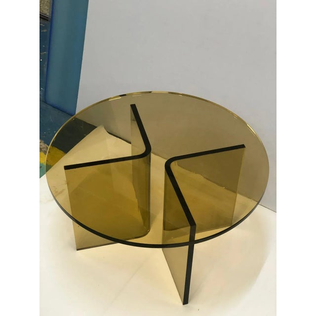 Modern Amber Acrylic Round Coffee Table For Sale - Image 3 of 8