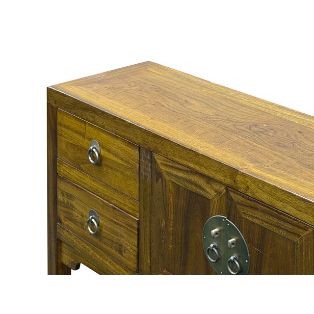 Sienna Honey Brown 4 Drawers Slim Narrow Console Side Foyer Table For Sale - Image 8 of 13