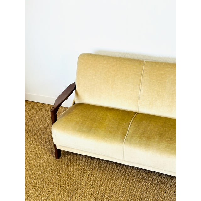 Vintage Scandinavian Velvet Convertible Sofa and Armchair, 1960s, Set of 2 For Sale - Image 6 of 18