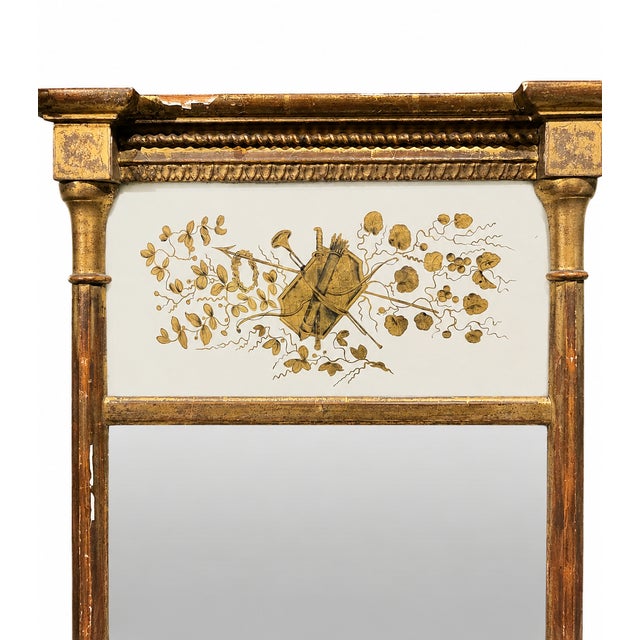 1810s Boston Federal Giltwood Mirror With Cady & Maunder Label and Eglomise Glass For Sale - Image 13 of 13