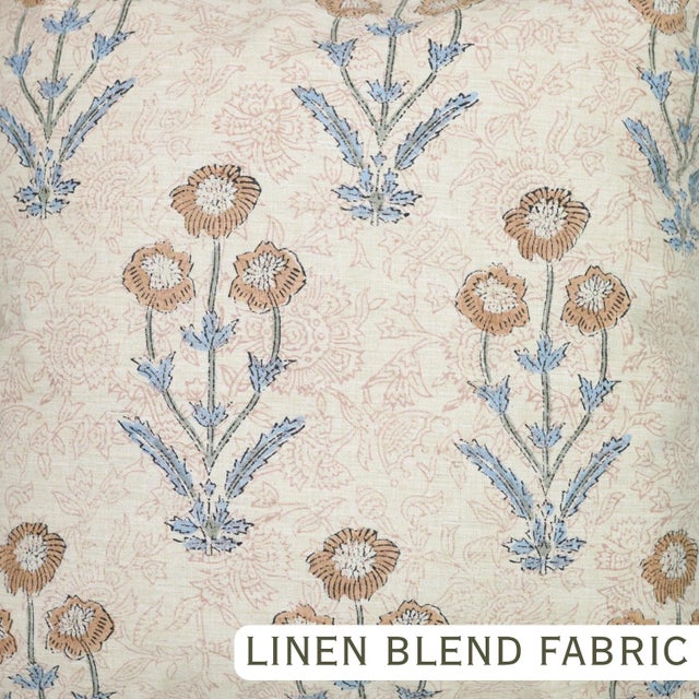 Block Print Boho Frill Pillow Cover Handmade Linen, Double-Sided Floral, Decorative Throw Cushion for Home 24x24 Inch -Amitab For Sale - Image 6 of 6