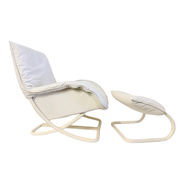 Set of Postmodern Rocking Chair and Ottoman by Robert Haussmann for WK Möbel, 1970s For Sale