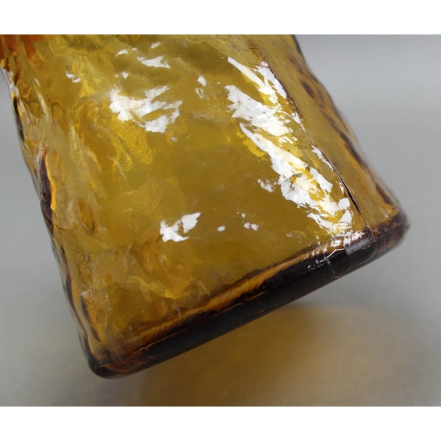 Glass Guildcraft Italy Amber Empoli Glass Decanter Genie Bottle Mid Century Modern For Sale - Image 7 of 10