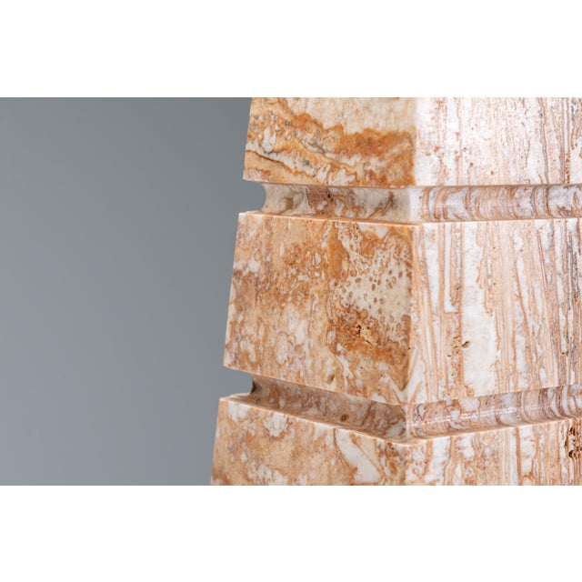Geometric Pyramid Table Lamp in Travertine-Onyx, 1970s For Sale - Image 13 of 15