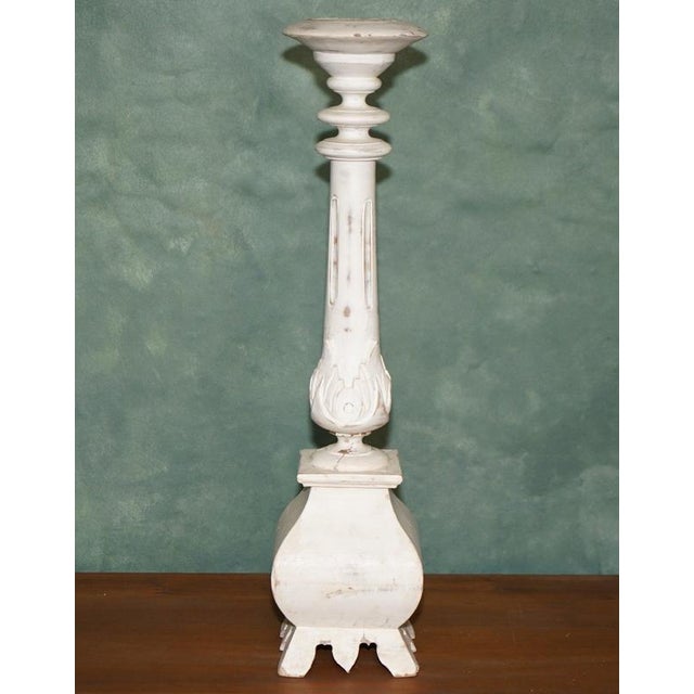 Vintage Painted Carved Oak Decorative Candlesticks, 1940s, Set of 2 For Sale - Image 11 of 17