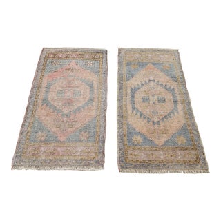 Vintage Nomadic Small Faded Turkish Oushak Rug - Set of Two For Sale