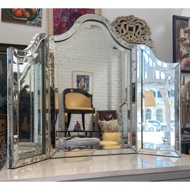 Art Deco Nancy Corzine Harlow Glamour Tri Fold Triptych Mirror.
