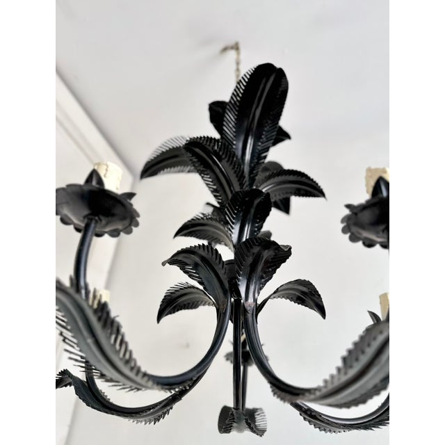 1960s Vintage French Black Tole Chandelier, 1960s For Sale - Image 5 of 18