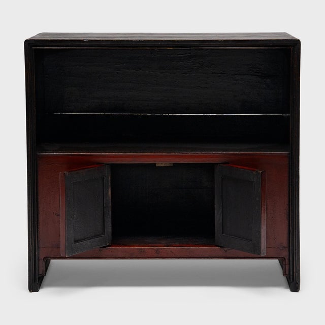 Chinese Red & Black Lacquer Book Cabinet, C. 1900 For Sale - Image 4 of 7