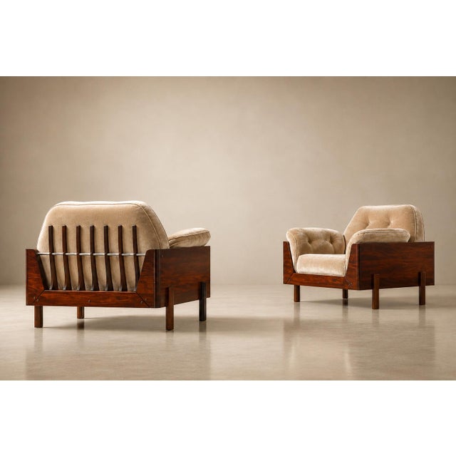 Pair of Brazilian Modern Rosewood and Mohair Armchairs by Bertomeu, 1960s For Sale - Image 17 of 18