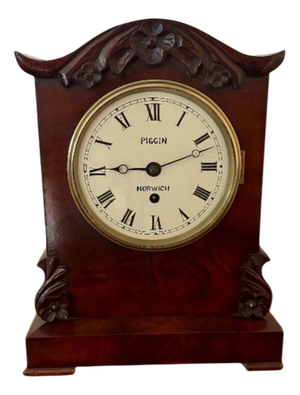 Antique Victorian Mahogany Bracket Clock by Piggin Norwich, 1880