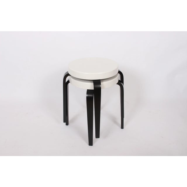 Thonet 1930s Vintage Thonet Black and White Bakelite Stacking Stools - a Pair For Sale - Image 4 of 13