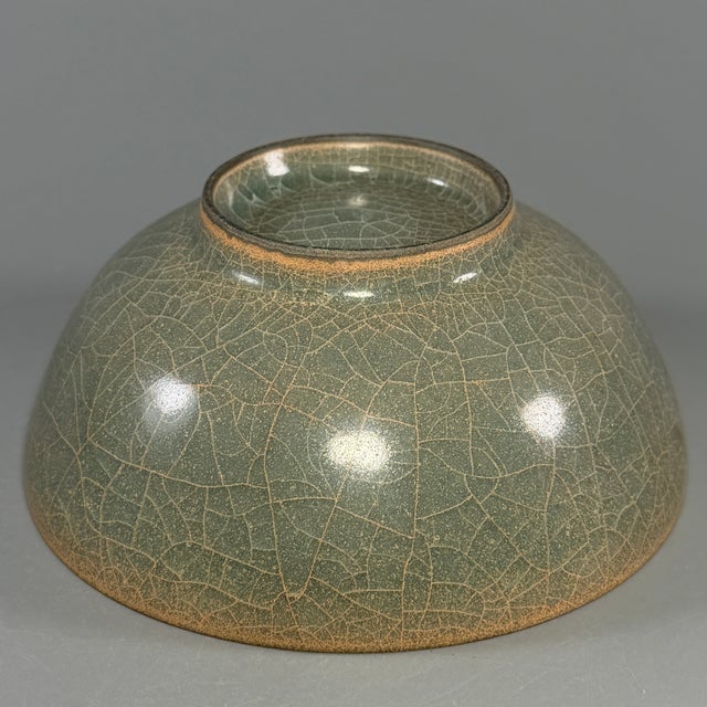 Vintage Chinese Longquan Celadon Crackle Glaze Bowl For Sale - Image 6 of 7