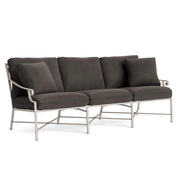 Brown Jordan Venetian Sofa, Dove frame with Fusion Charcoal fabric For Sale - Image 12 of 12