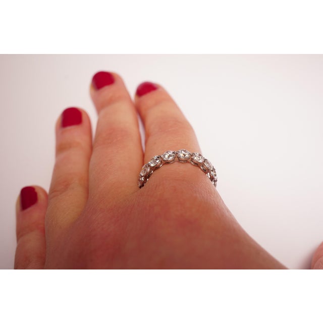 4 Carat Brilliant Round Eternity Band in Platinum, Size 5 For Sale In New York - Image 6 of 6