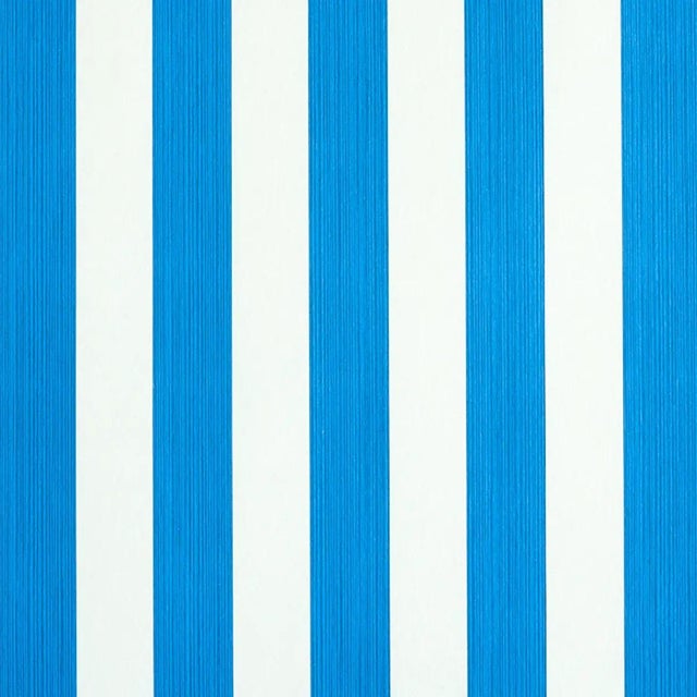 Sample - Schumacher Edwin Stripe Medium Wallpaper in Cobalt For Sale