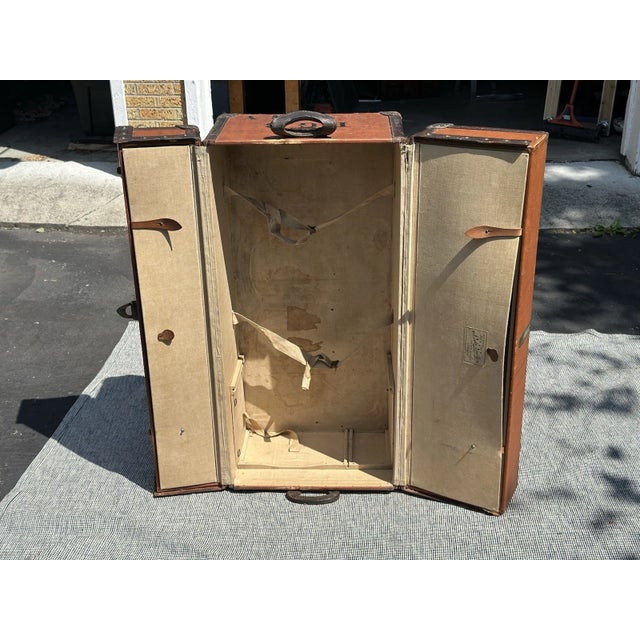 Early 20th Century Louis Vuitton Steamer Trunk Orange Vuittonite Canvas Antique Travel Wardrobe For Sale - Image 5 of 9