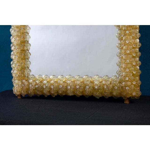 Gold Gold Flower Mirror in Murano Glass, 1970 For Sale - Image 8 of 13