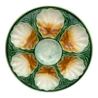 French Majolica Oyster Plate Salins, Circa 1890 For Sale