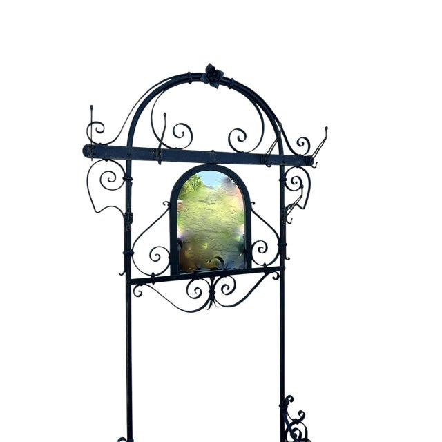 Art Nouveau Wrought Iron Coat Rack with Umbrella Stand, 1900s For Sale - Image 5 of 10