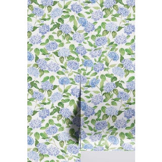 Hydrangea Blooms Floral Grasscloth Wallpaper by House Party | Nikko Blue | 8 Yards For Sale