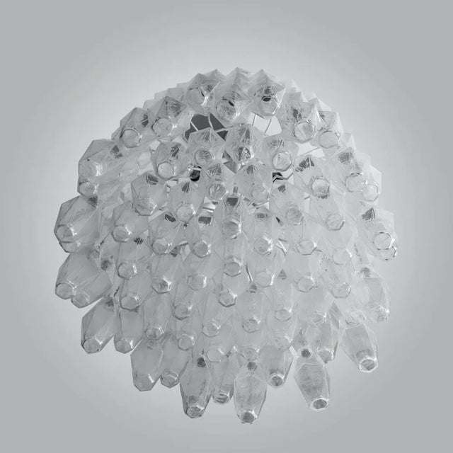 Venini Drum-Shaped Clear Poliedri Blown Murano Glass Chandelier, 1960s For Sale - Image 4 of 6