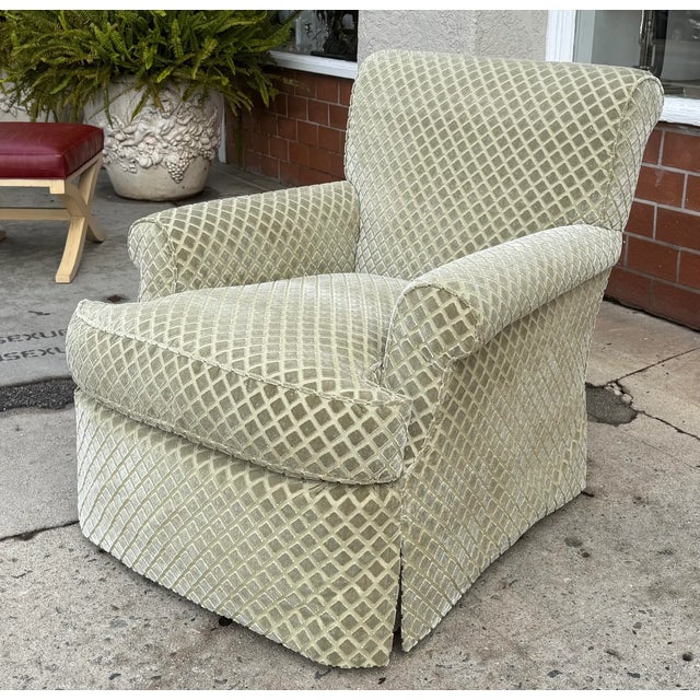 2020s Modern Nancy Corzine Fully Upholstered Cut Velvet Club Chair For Sale - Image 5 of 5