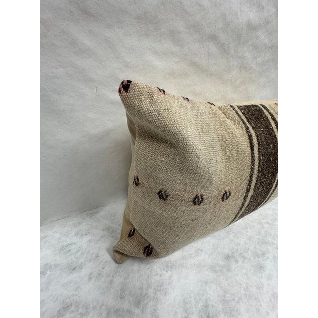 Turkish Hemp Pillow Cushion Natural Beige Brown Pillow Cushion Cover 16" x 24" For Sale - Image 4 of 4