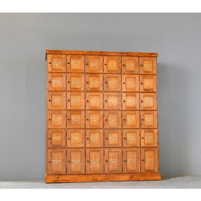 Tobacconist's Shop Cabinet Circa 1930s - Solid Pine & Larch - Original black steel button handles - Original decorative...