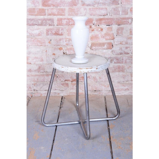 Bauhaus Stool in Beech, Chrome, and Steel from Mücke-Melder, Czech, 1930s For Sale - Image 4 of 9