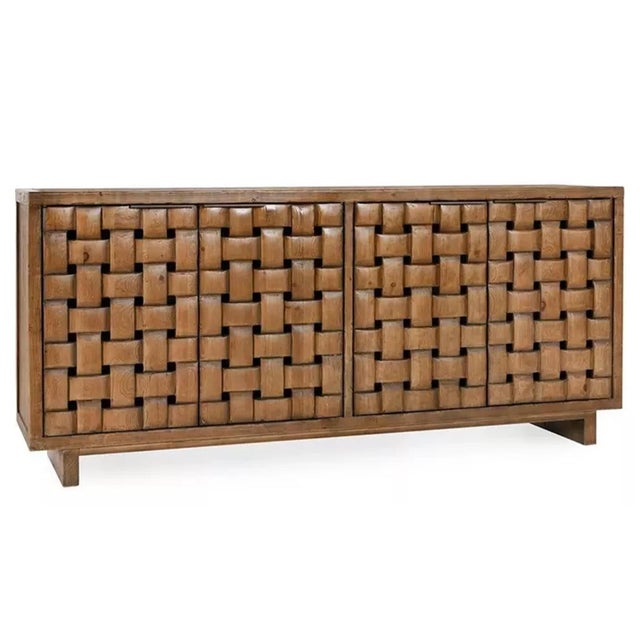 Bringing rustic character and architectural detail together, this salvaged pine sideboard features a distinctive lattice-...