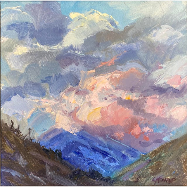 2020s "Sundown" ~ Lorie Batson, Original Oil Painting. This Piece Captures the Quiet Drama of Sunset in a Mountain Valley. For Sale - Image 5 of 6