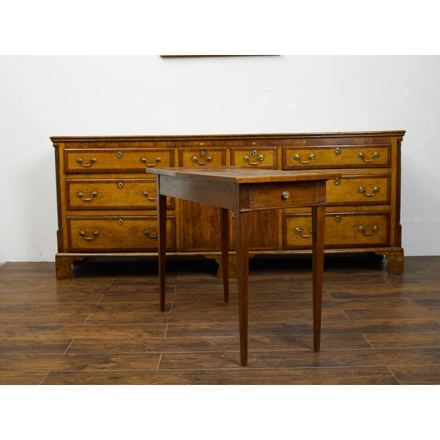 Brown French Restauration Period 1820s Side Table with Leather Top and Lateral Drawer For Sale - Image 8 of 10