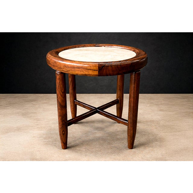 Found Collectibles Maracanã-Inspired Side Tables in Reclaimed Brazilian Rosewood and Honed Travertine For Sale - Image 15 of 15