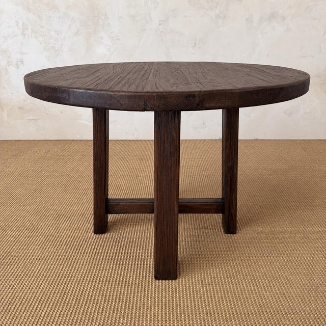 Hana Dining Table in Reclaimed Elm Wood- Dark Walnut -by Bloom Home 42″ For Sale - Image 11 of 14