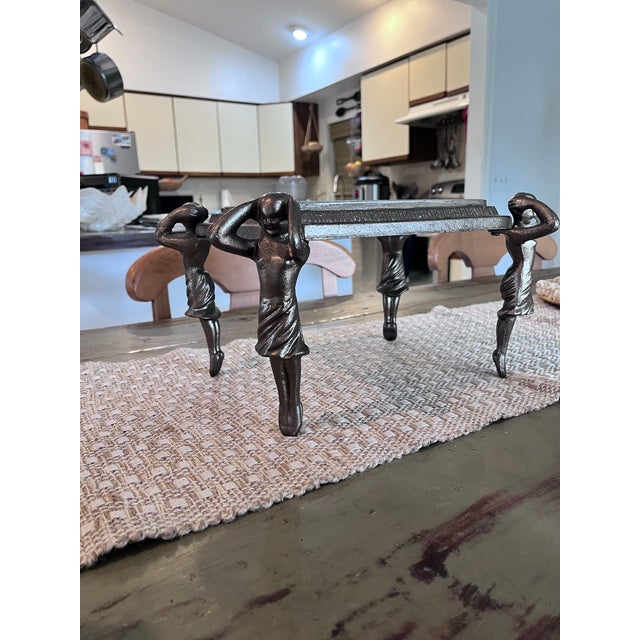Vintage Figural Caryatid Marble Top Display Pedestal Stand For Sale In West Palm - Image 6 of 10