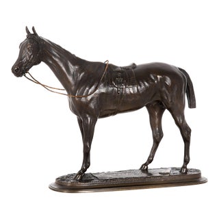 French Bronze Sculpture by Pierre Lenordez of Racehorse Stallion “Bois Roussel” For Sale