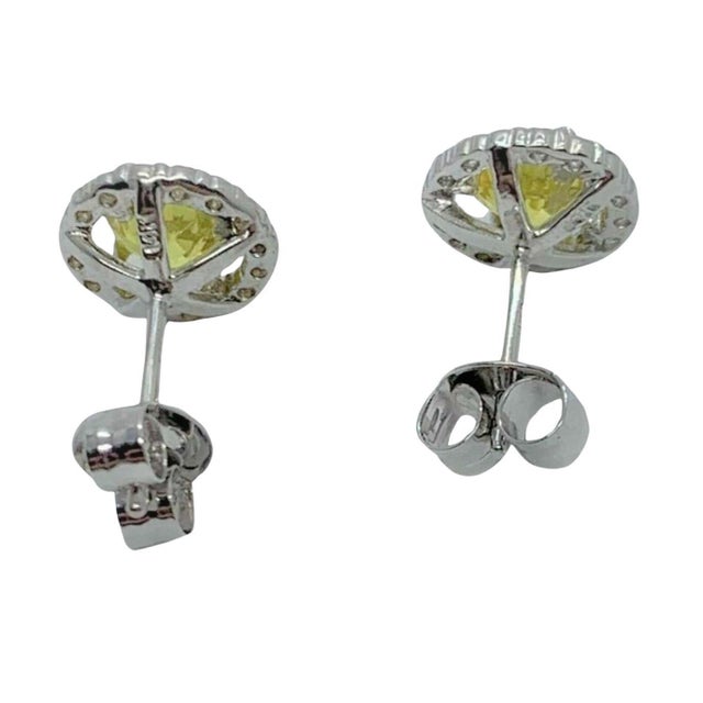 2010s Diamond Sapphire Earrings 14k Gold Stud 1.74 TCW Certified For Sale - Image 5 of 8