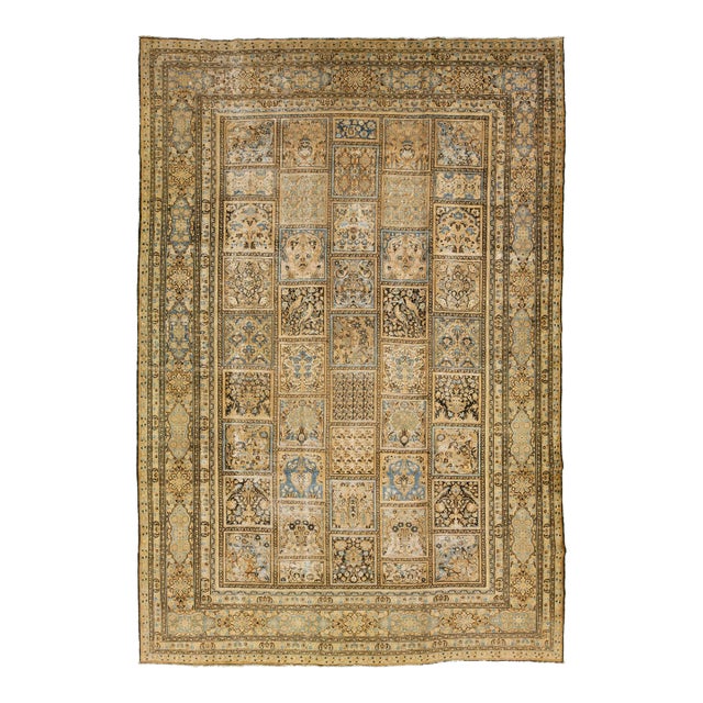 1900s Antique Persian Khorassan Wool Rug in Beige With Allover Pattern For Sale