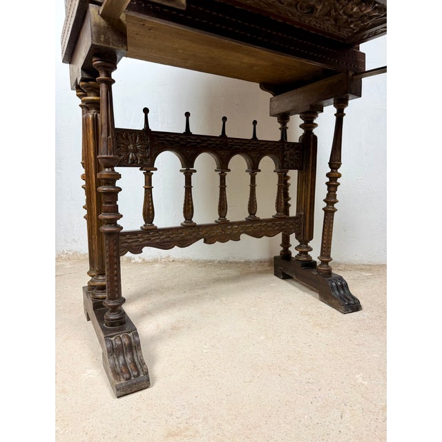 Spanish Carved Wood Bargueño with Figural Decoration, 1940 For Sale - Image 13 of 14