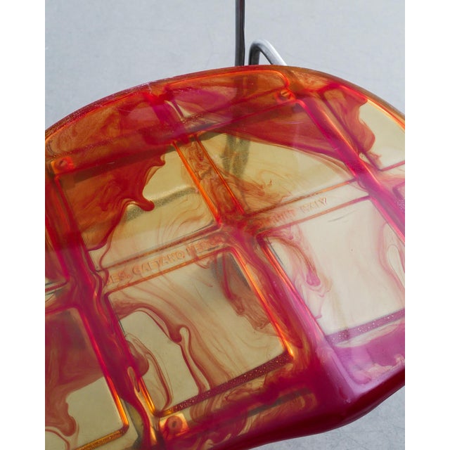 Plastic Set of Italian Contemporary Dining Chair & Ottoman in Red-Yellow Resin by Gaetano Pesce for Bernini Italy, 1993 For Sale - Image 7 of 8