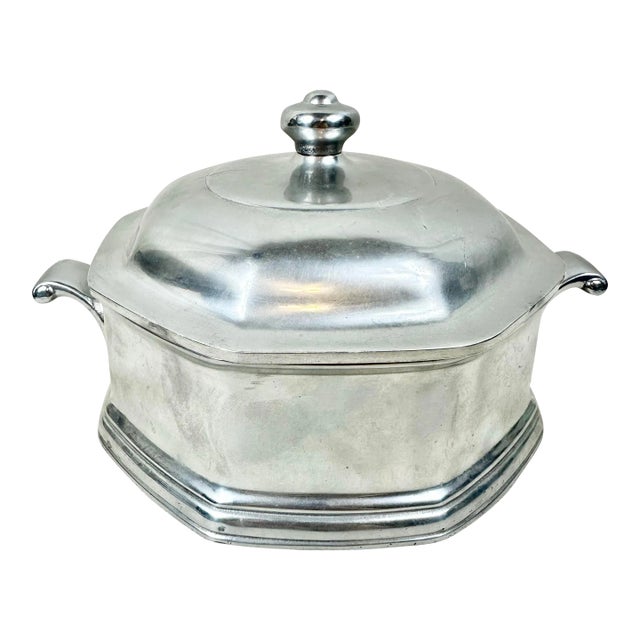 Vintage Pewter Covered Serving Dish For Sale