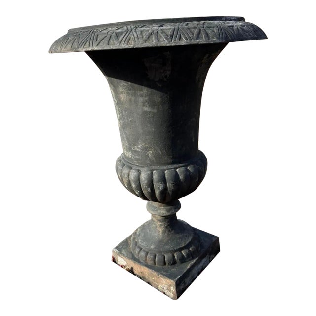 Late 20th Century Estate Sized Cast Iron Garden Urn For Sale
