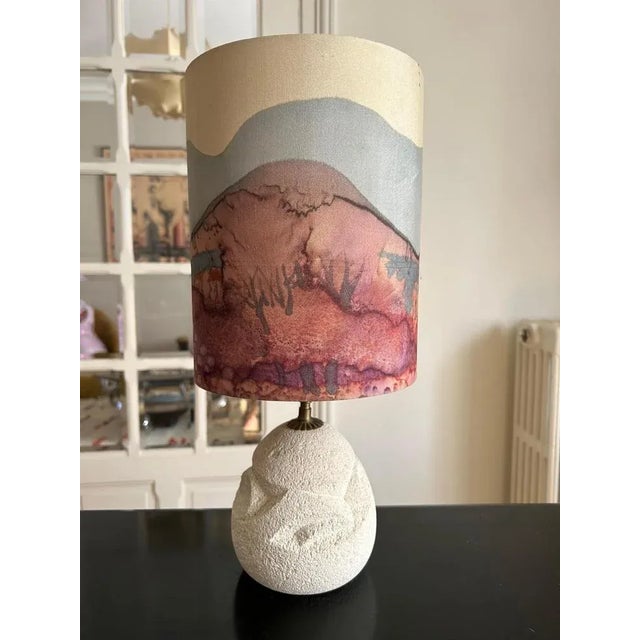Textile Natural Stone Table Lamp, 1970s For Sale - Image 7 of 9